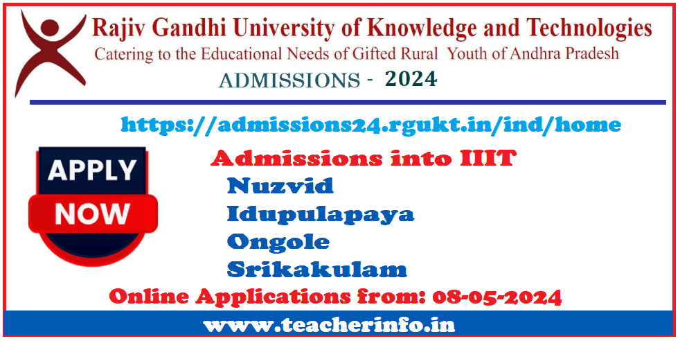 RGUKT IIIT Admission Notification 2024 Application Open - Teach Info